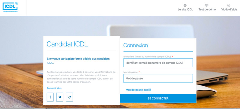 Espace candidats Site web Certification ICDL